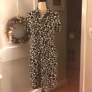 Work dress. Black and white, zebra pattern. S 8.